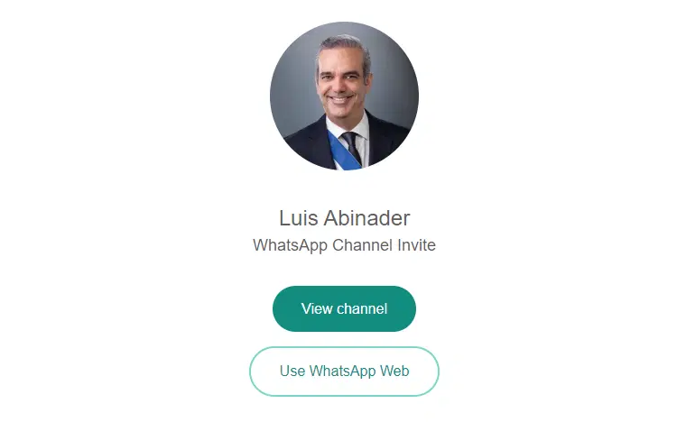 Canal oficial de whatsapp de luis abinader
