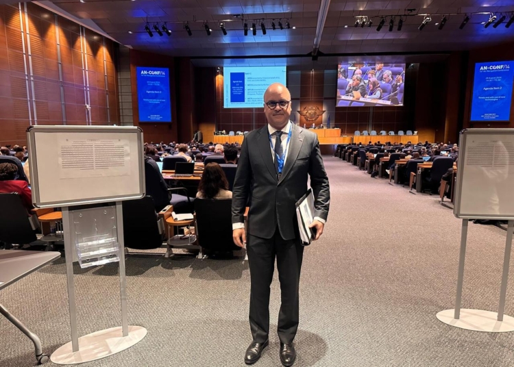 El director general del IDAC Igor Rodriguez  durante su participacion en la conferencia de navegacion aerea de la OACI en Canada
