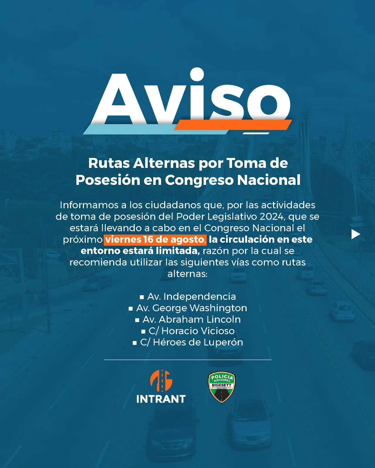 Rutas alternas 16 de agosto