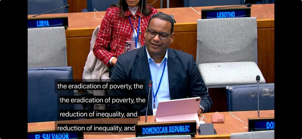 El subdirector de Proteccion Social de Superate Wailly Lewis durante su intervencion en Foro de Naciones Unidas