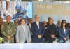 Presidente Luis Abinader encabezando el lanzamiento del Nuevo Modelo de Patrullaje Policial en el Gran Santo Domingo.