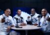 El equipo de “Vamo’ Al Aire Podcast”, conformado por Cristian Rojas, Junior Martínez, Moisés Mejía y Stalin Camilo, anunciando su nueva propuesta digital.