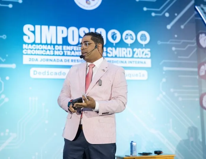 Un médico y un icono de inteligencia artificial entrelazados, simbolizando la colaboración entre la IA y la medicina para potenciar la atención sanitaria.