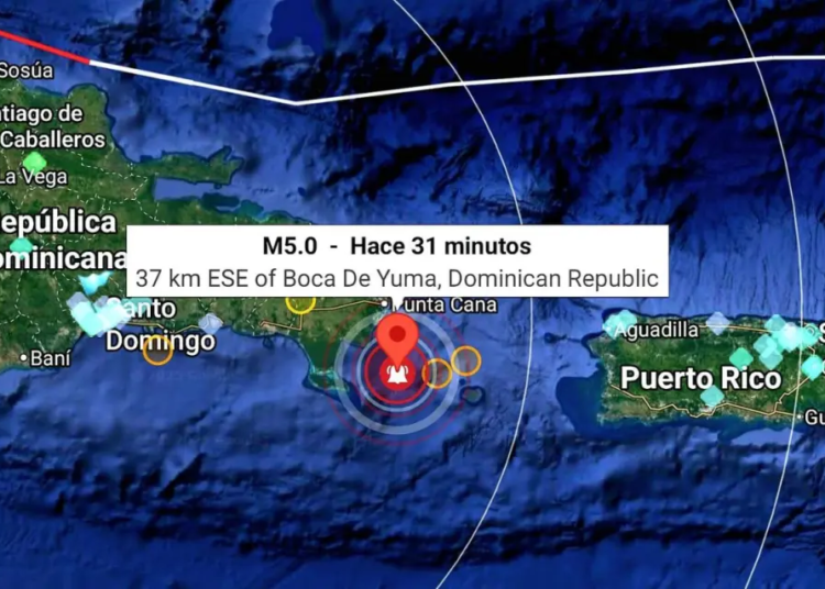 Fuerte temblor de magnitud 5. 0 sacude el este de la república dominicana