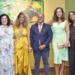 Margarita González Auffant, Marian Balcácer, Eduardo Adams, Klaudia Becker de Pierucci y Sonia Brazoban en la inauguración de la exposición ‘’Espacio y tiempo’’, homenaje a la maestra Ada Balcácer, en el Centro Cultural Banrservas.