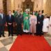 El presidente ejecutivo de Banreservas, doctor Leonardo Aguilera, en la misa celebrada en la Catedral de Santo Domingo, acompañado desde la izquierda por Ysidro García, vicepresidente ejecutivo senior de Negocios de Banreservas; Christopher Paniagua, presidente ejecutivo del Banco Popular; el general Enrique Armando Aguilera; monseñor Ramón Benito Ángeles, auxiliar emérito de la Arquidiócesis de Santo Domingo; Raquel Arbaje de Abinader, primera dama de la República; Carmen Alicia Quijano de Aguilera, presidenta del Voluntariado Banreservas; y Ana Pou de Castro, vicepresidente ejecutivo senior de Capital Humano, Tecnología y Operaciones de la entidad bancaria.