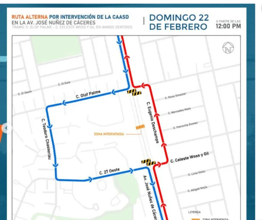 Intrant cerrará tramo de la núñez de cáceres este domingo 22 de febrero