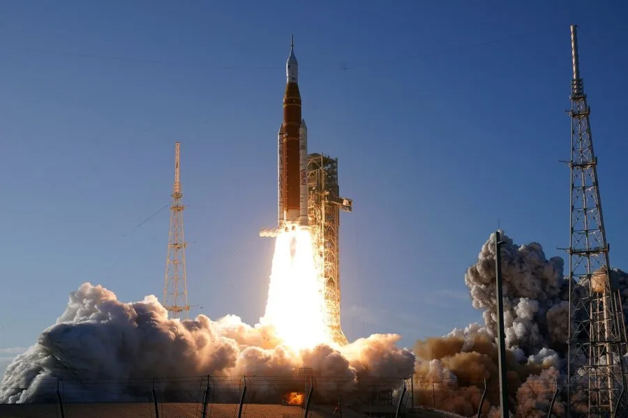 NASA's Artemis II moon rocket lifts off from the Kennedy Space Center's Launch Pad 39-B Wednesday, April 1, 2026, in Cape Canaveral, Fla. (AP Photo/John Raoux)