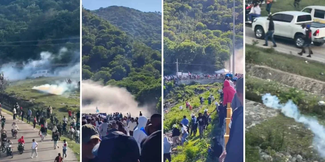 Tensión en san juan: dispersan con gases lacrimógenos protesta contra explotación minera