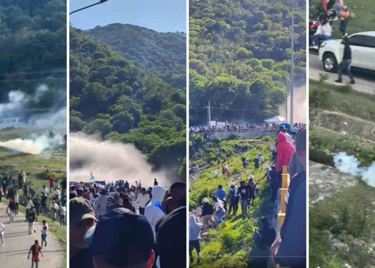 Tensión en san juan: dispersan con gases lacrimógenos protesta contra explotación minera