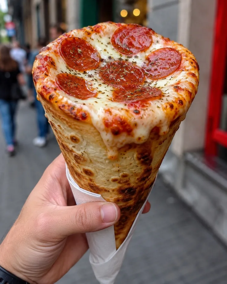 Pizza en cono gana popularidad por su practicidad