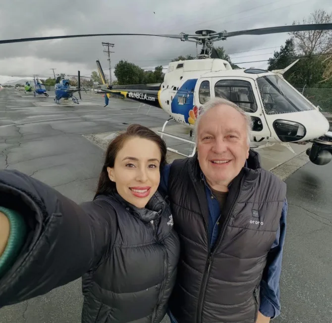 La reportera de nbc los angeles eliana moreno y el piloto george marciniw